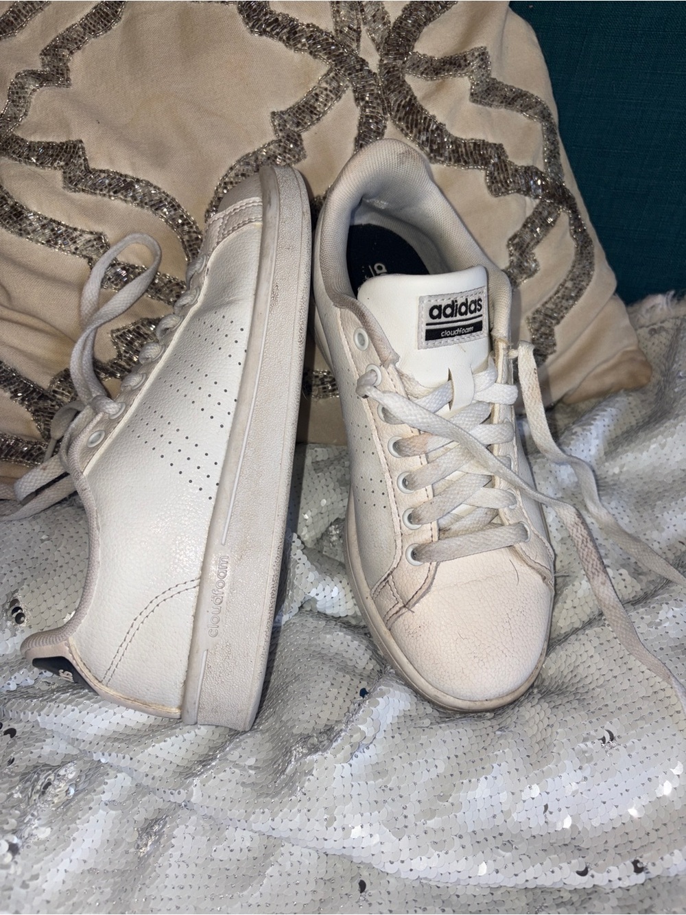 adidas Women’s Off-White Lace-Up Sneakers
